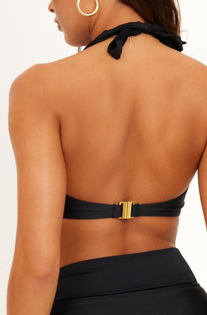 Ibiza Luxe Halter Neck Bikini Top in Black (6777116459117)