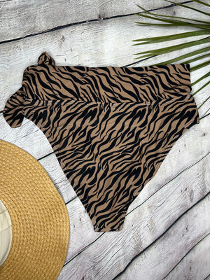 Ibiza Luxe High Waist Bikini Bottoms in Tan Zebra (6773050769517)