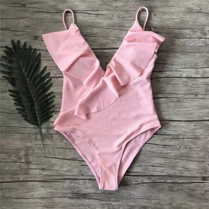 ‘Roberta’ pink ruffle one piece - Bikini Genie (3830885843053)