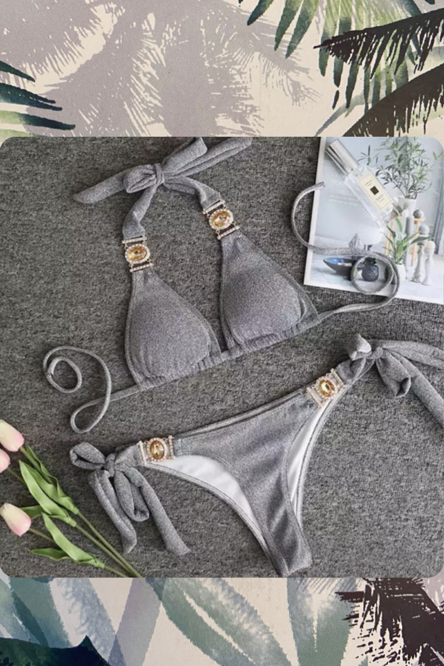 ‘Aaliyah’ silver glitter bikini (4756753645677)