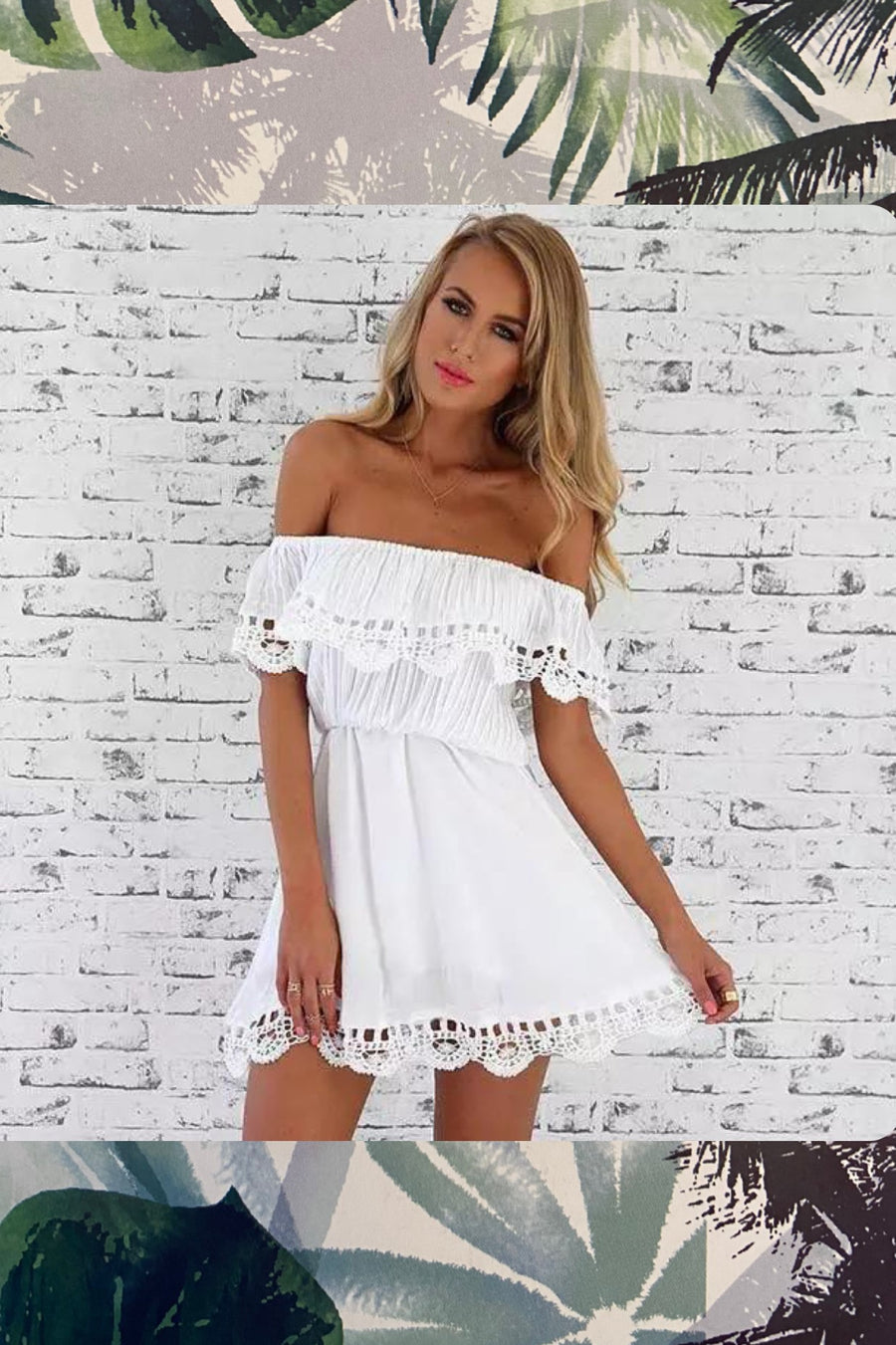 ‘St Tropez’ bardot white summer dress (4410390118509)