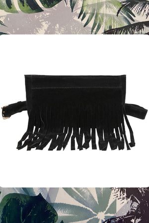 ‘ Tarifa’ Black Tassel Bum Bag (1498849804397)