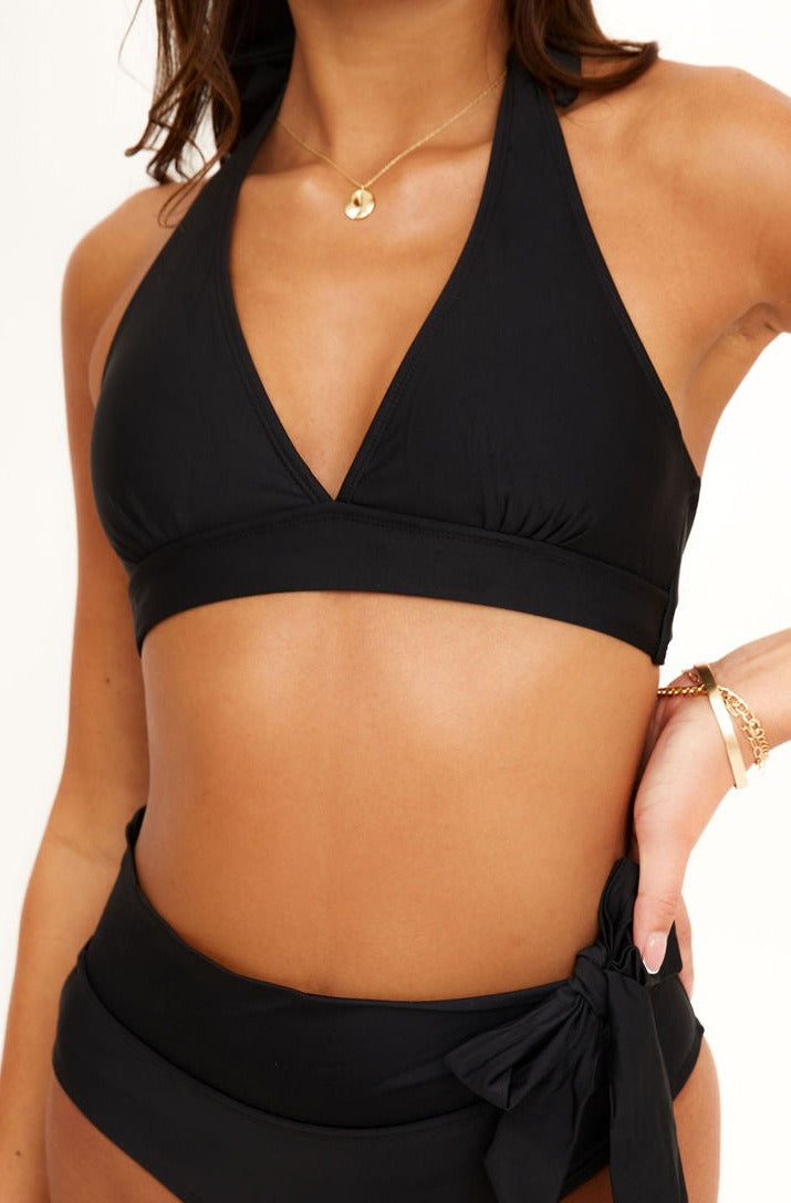 Black Halter Neck Bikini Top