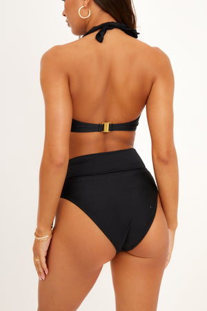 Ibiza Luxe High Waist Bikini Bottoms in Black (6773057093741)