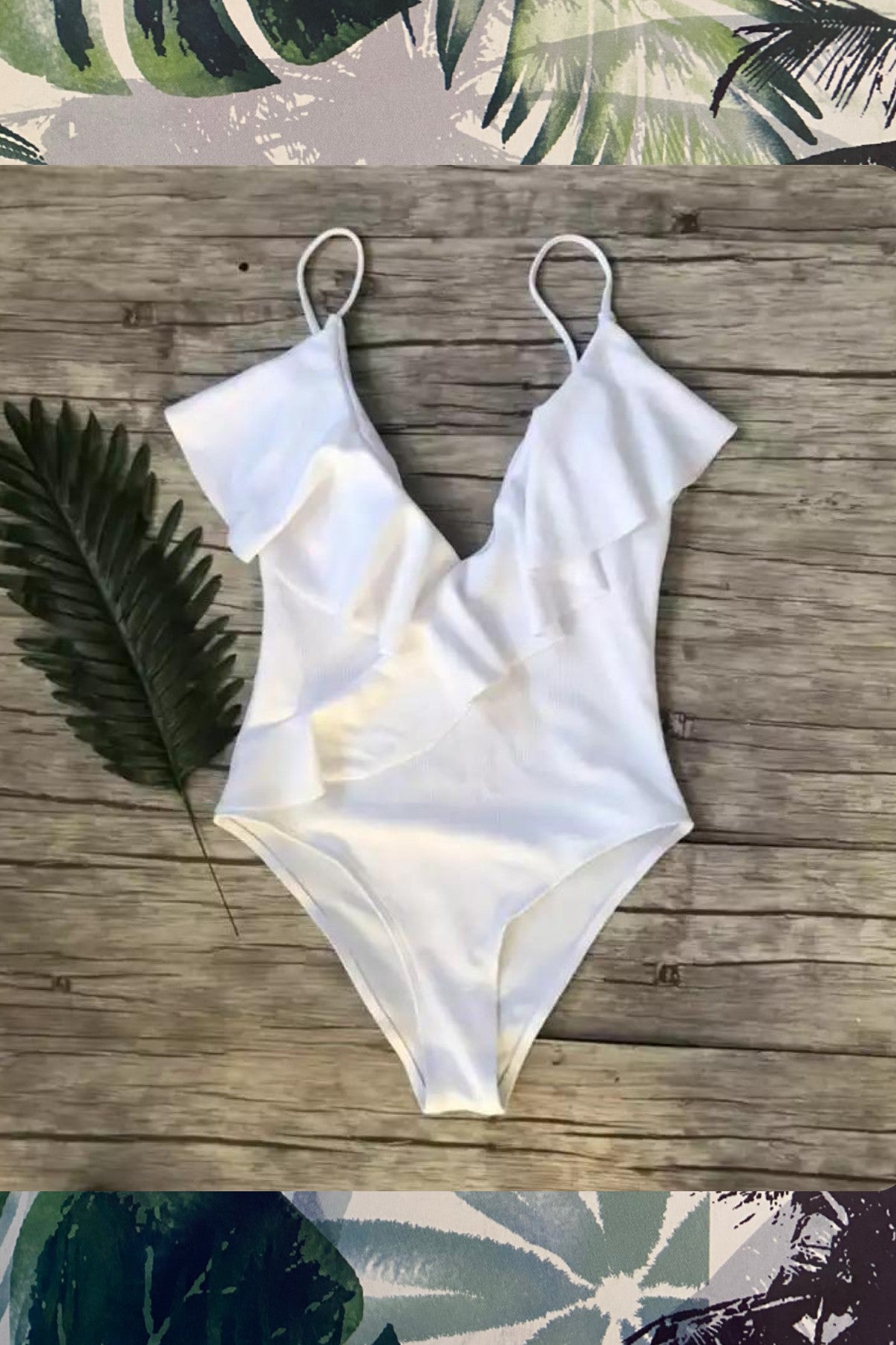 White ruffle hotsell bathing suit