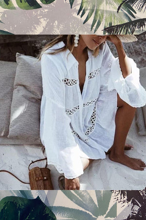 ‘ Felisa ‘  over size white beach shirt (4744943992941)