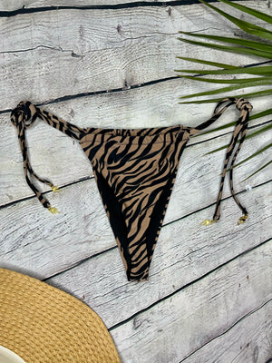 Ibiza Luxe Thong Bikini in Tan Zebra (6777308184685)