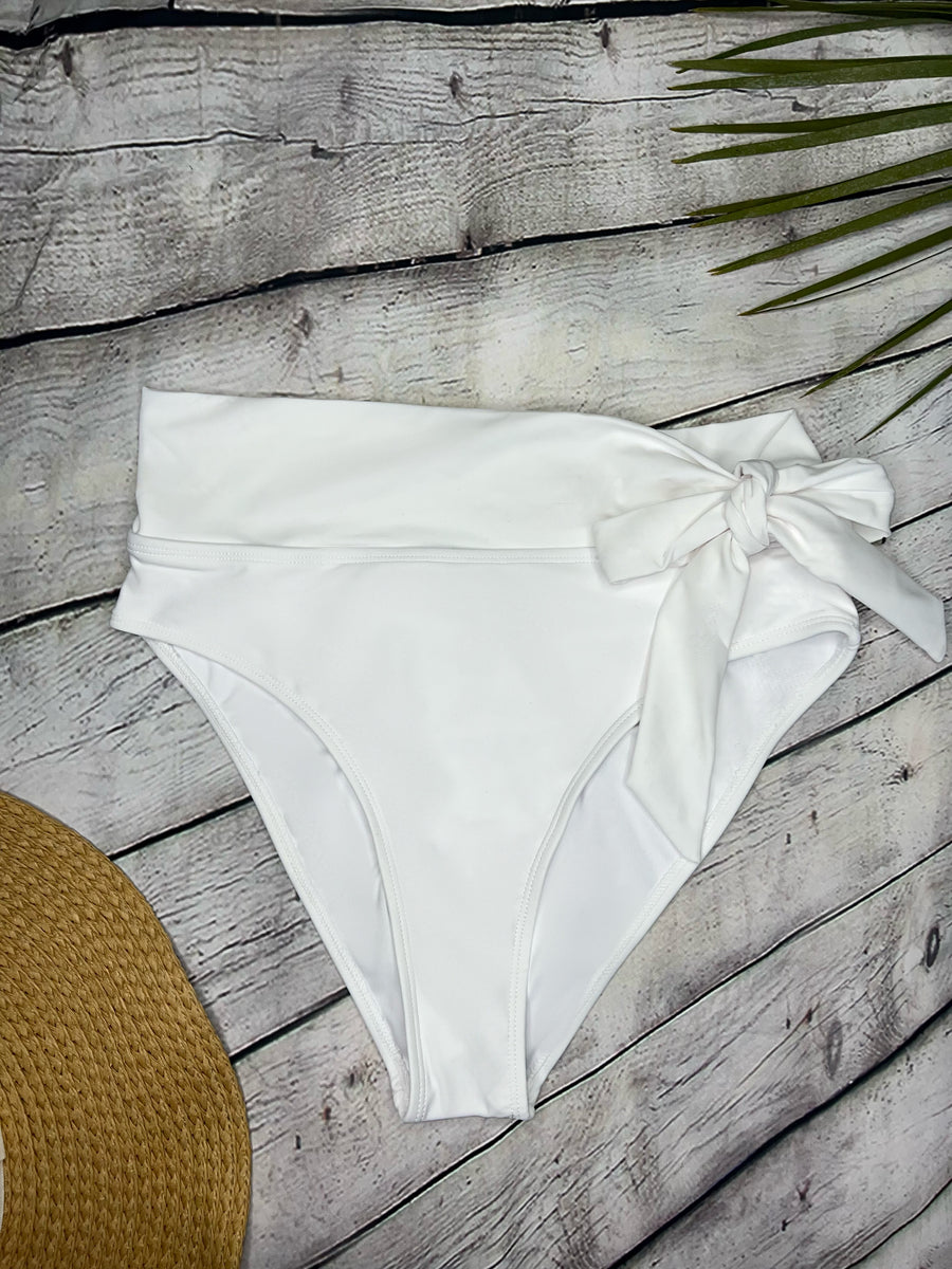 Ibiza Luxe High Waist Bikini Bottoms in White (6773051719789)