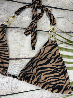 Ibiza Luxe Embellished Bikini in Tan Zebra (6777275154541)