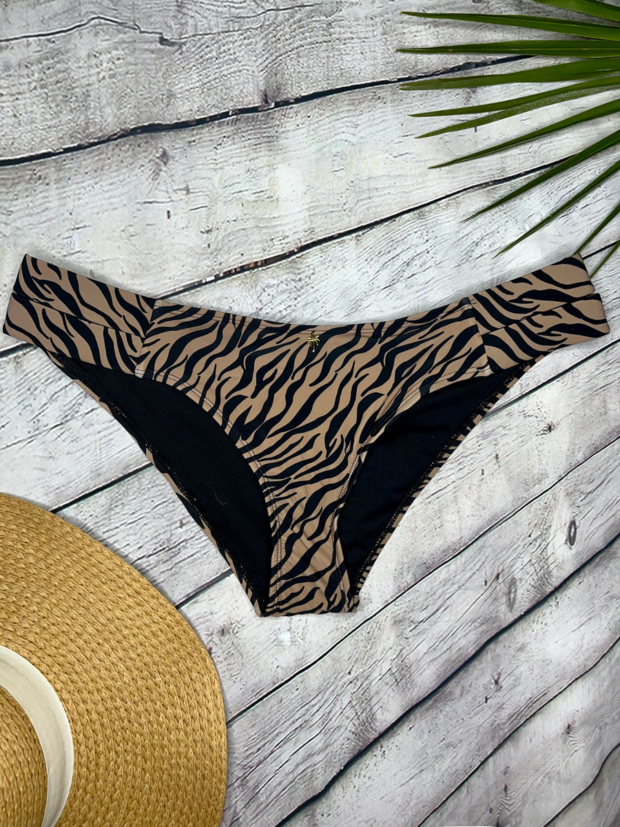 Ibiza Luxe Midi Bikini Bottoms in Tan Zebra (6777157517421)