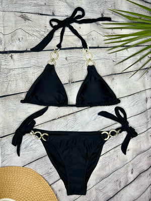 Ibiza Luxe Embellished Bikini in Black (6777266536557)