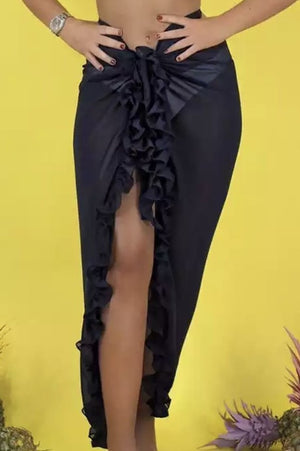 ‘ Cindy’ black  ruffle wrap skirt (4743257161837)