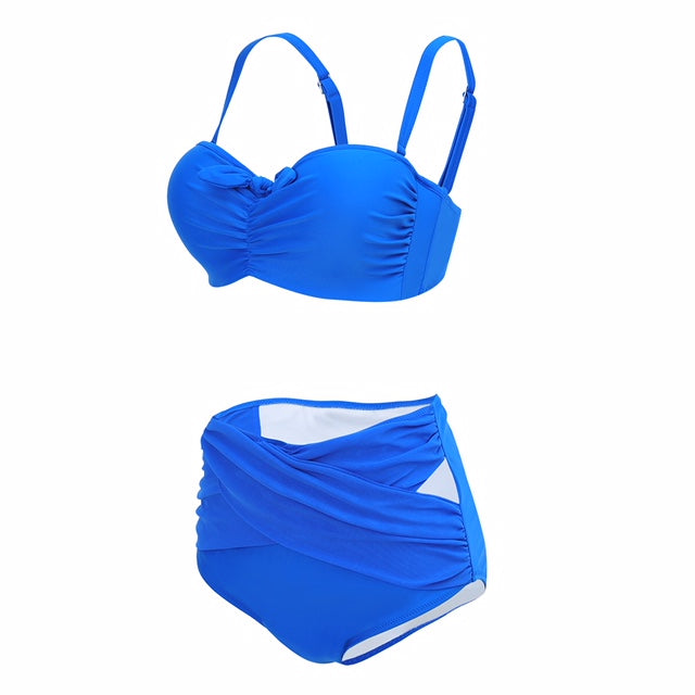 'Amanda'  High Waist Bikini -Blue - Bikini Genie (60146548756)