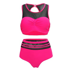 'Serena' Sporty High Waist Bikini -Pink - Bikini Genie (42937352212)