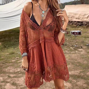 ‘Alani’ lace cover up in Terracotta (8080286253339)