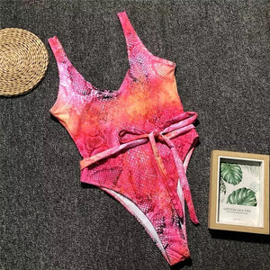‘Peaches’ snakeskin One Piece - Bikini Genie (3947057283181)