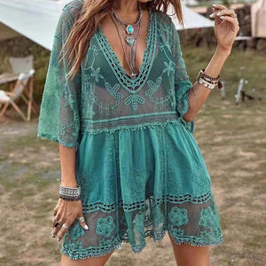 ‘Alani’ lace cover up in Turquoise (8080286122267)