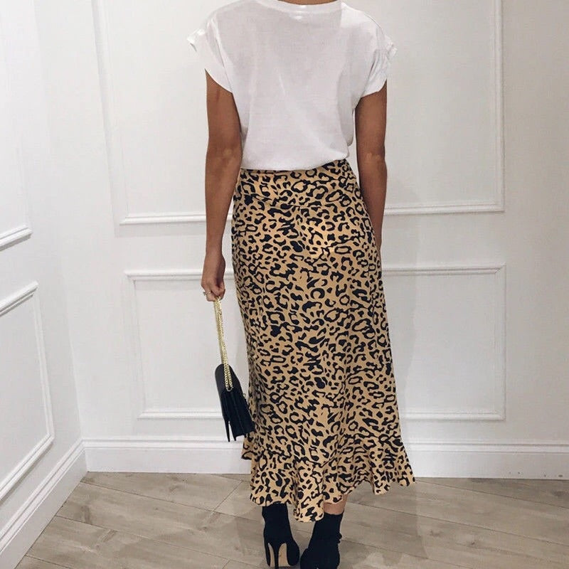 ‘ Sahara’ ruffle leopard maxi skirt - Bikini Genie (4188986933357)
