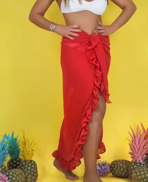 ‘ Cindy’ red ruffle wrap skirt (4743257555053)