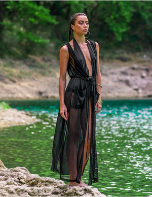 'Cosmo' hooded cover up ( available in Ivory , Black and Khaki ) - Bikini Genie (10434391380)