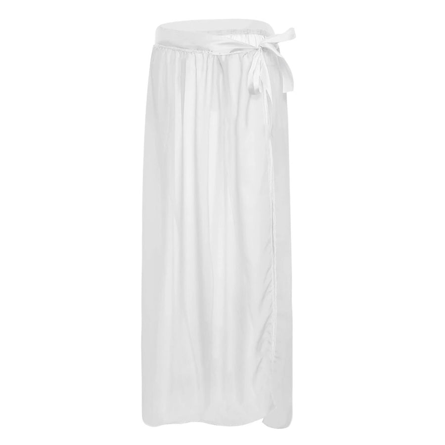 ‘Zara’ Chiffon White Maxi Skirt - Bikini Genie (1482247831661)