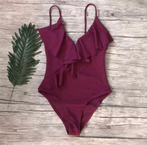 ‘Roberta’ plum ruffle one piece - Bikini Genie (4418671149165)