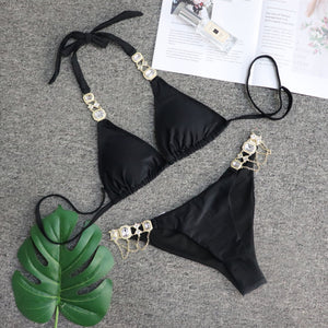 ‘ Electra ‘ Embellished Black Bikini - Bikini Genie (4410344702061)