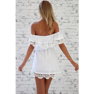‘St Tropez’ bardot white summer dress - Bikini Genie (4410390118509)