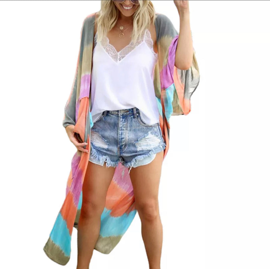 ‘ Tania’ tie dye effect cover up (4858317078637)