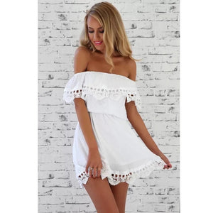 ‘St Tropez’ bardot white summer dress - Bikini Genie (4410390118509)