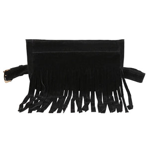 ‘ Tarifa’ Black Tassel Bum Bag - Bikini Genie (1498849804397)