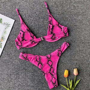 ‘Cassie’ pink snakeskin bikini - Bikini Genie (3830829088877)