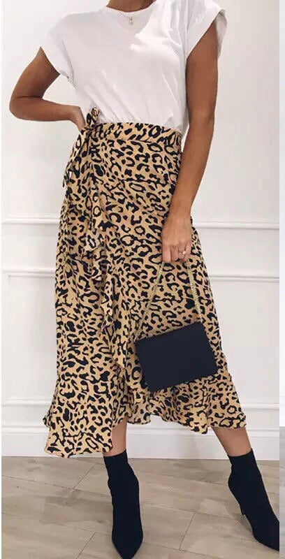 ‘ Sahara’ ruffle leopard maxi skirt - Bikini Genie (4188986933357)