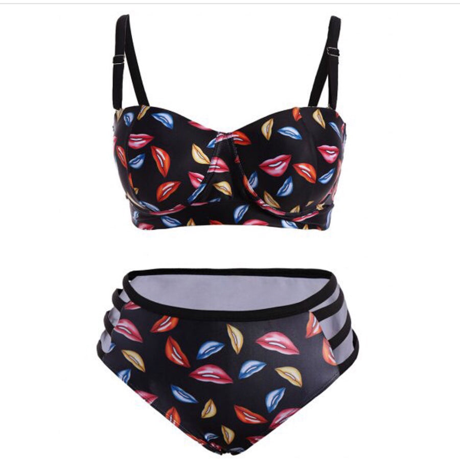 'Hot Lips' High Waisted Bikini - Bikini Genie (70084001812)