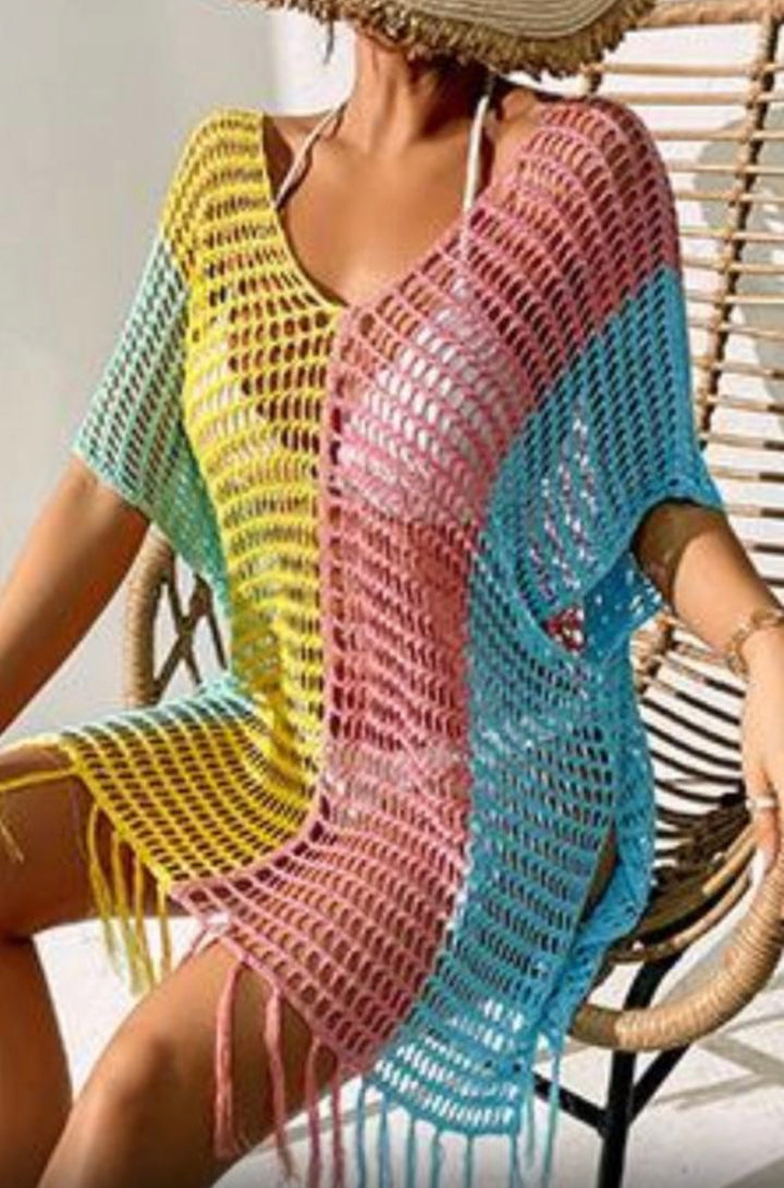‘Kimona’ mesh cover up in pastel mix (8080289005851)