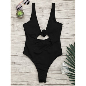 'Kourtney' Black Tie Front One Piece - Bikini Genie (11435854996)